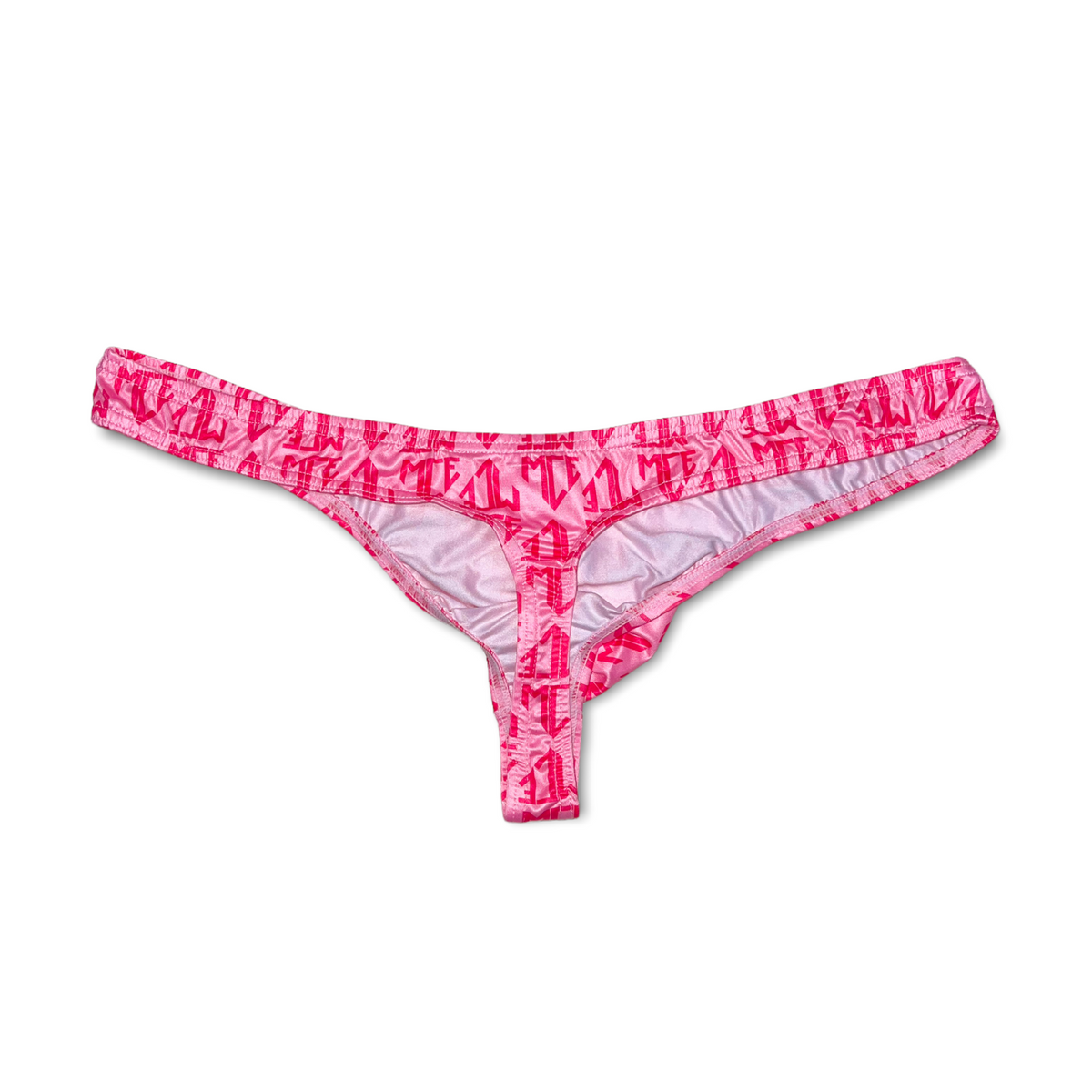 Victoria Secret Panty Thong Small White Pink Logo Solid New