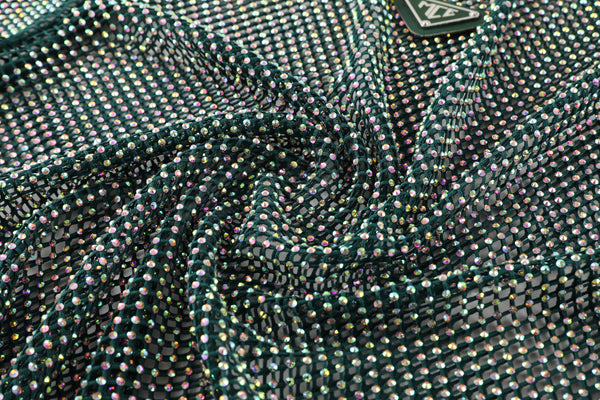 Emerald MCE rhinestone long sleeve crop top