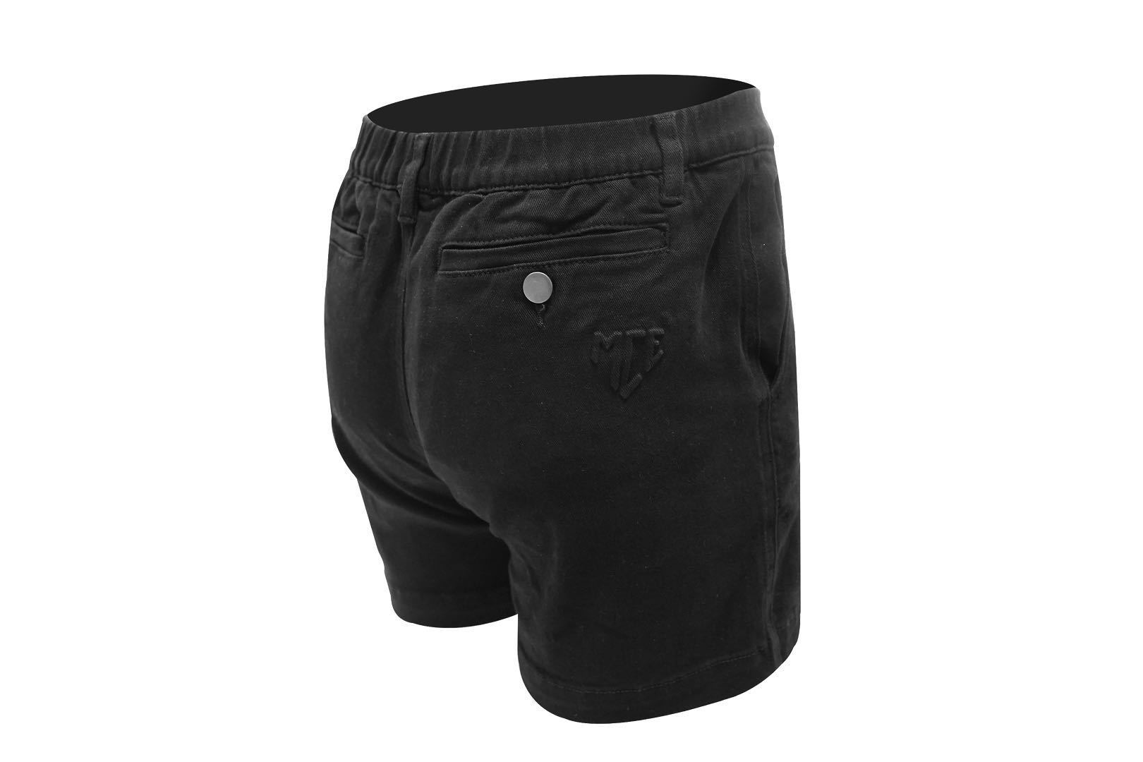 black stretch denim MCE shorts