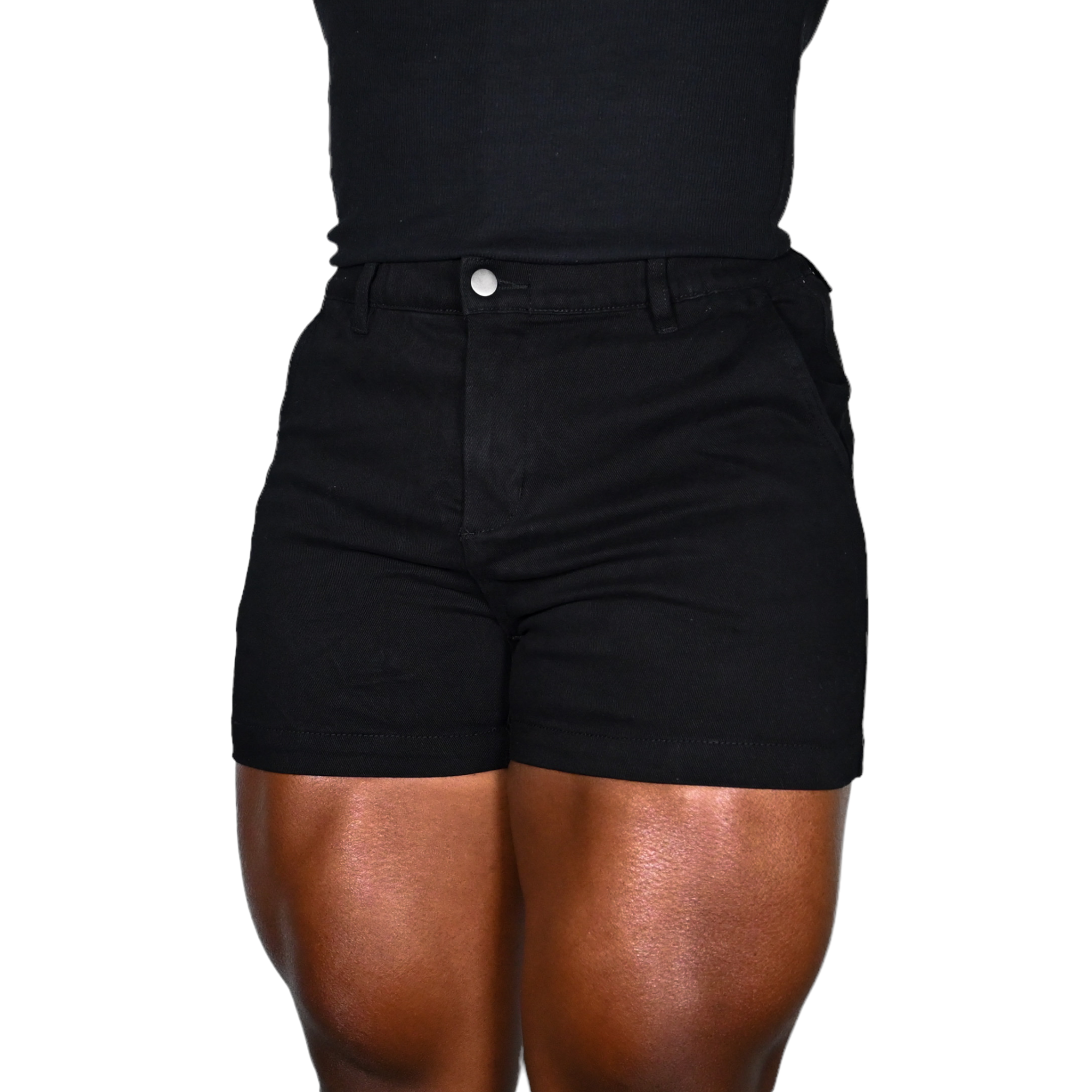 black stretch denim MCE shorts