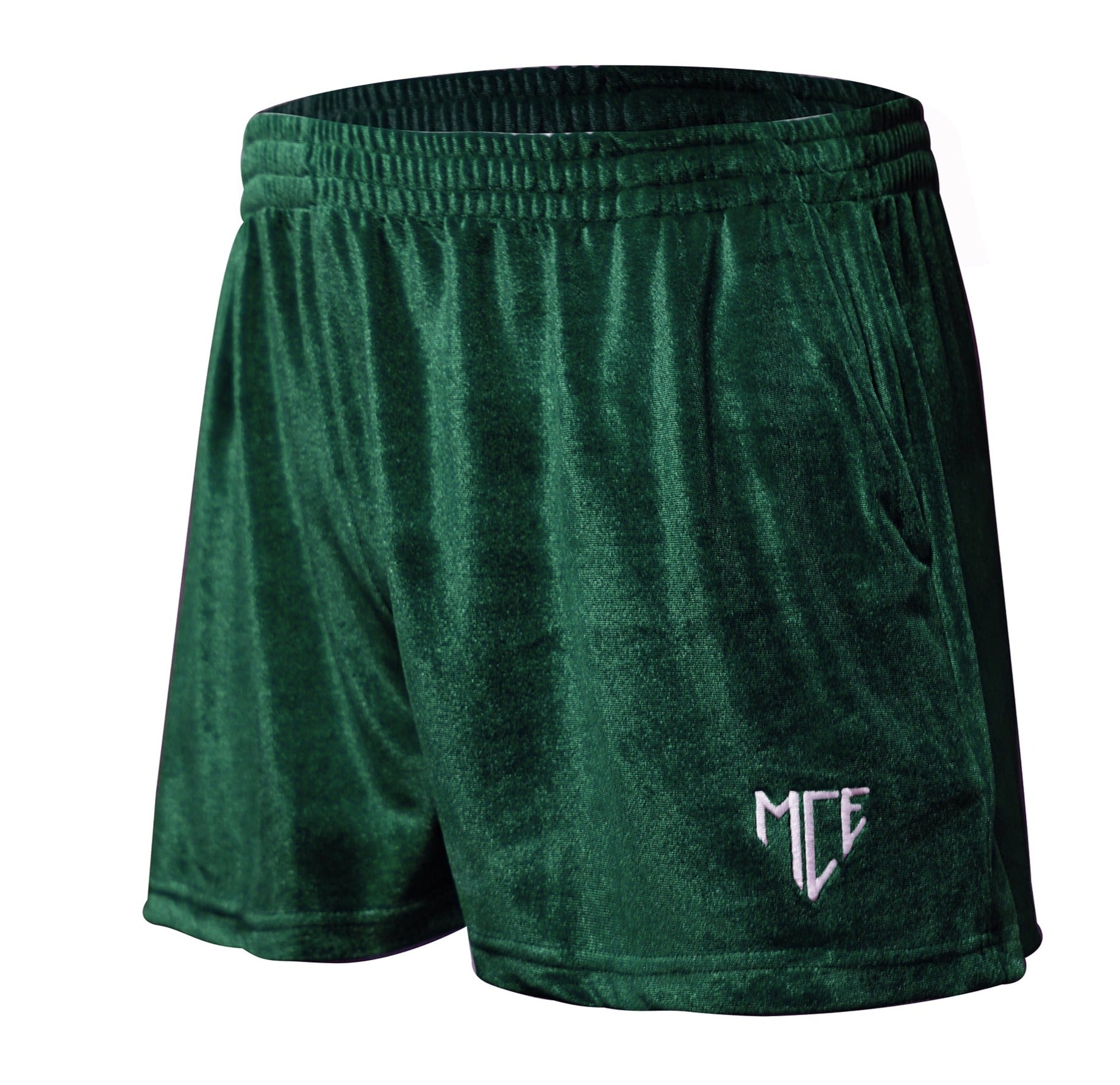 green MCE velvet shorts
