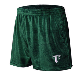 green MCE velvet shorts