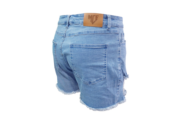 Frayed stretch denim MCE shorts