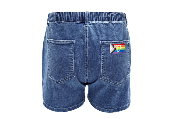 pride stretch denim MCE shorts