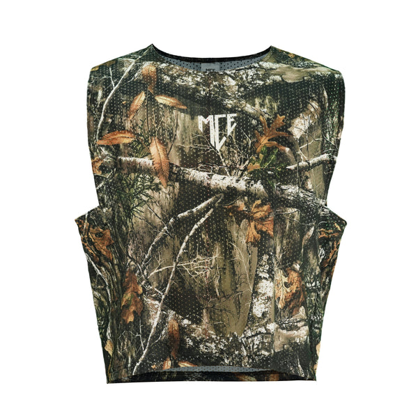 camo cropped mesh tank