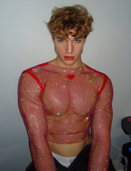 Ruby MCE rhinestone long sleeve crop top - MCE Creations
