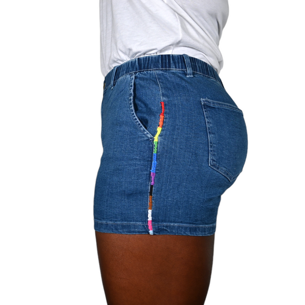 pride stretch denim MCE shorts