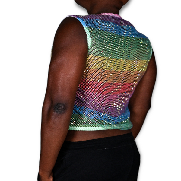 Gay flag MCE rhinestone crop top