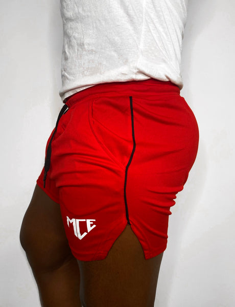 red MCE shorts
