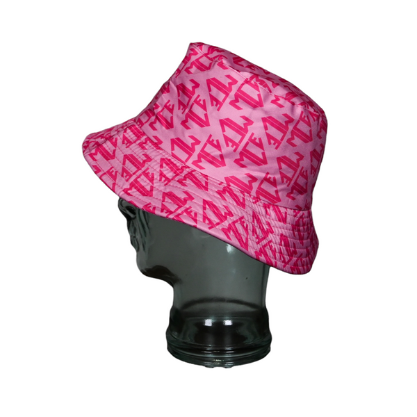 pink monogram MCE logo bucket hat
