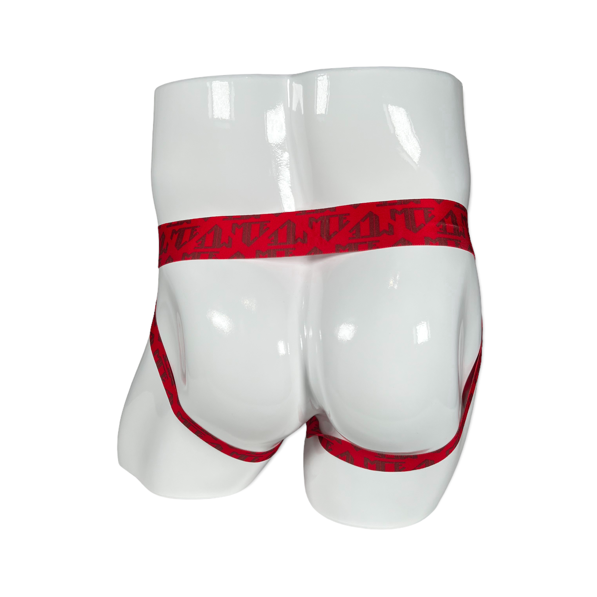 Red monogram MCE logo jockstrap