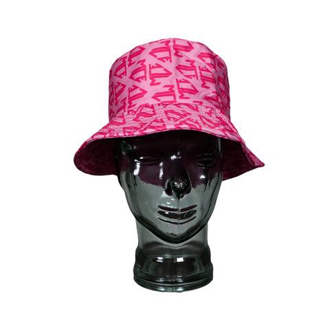 pink monogram MCE logo bucket hat