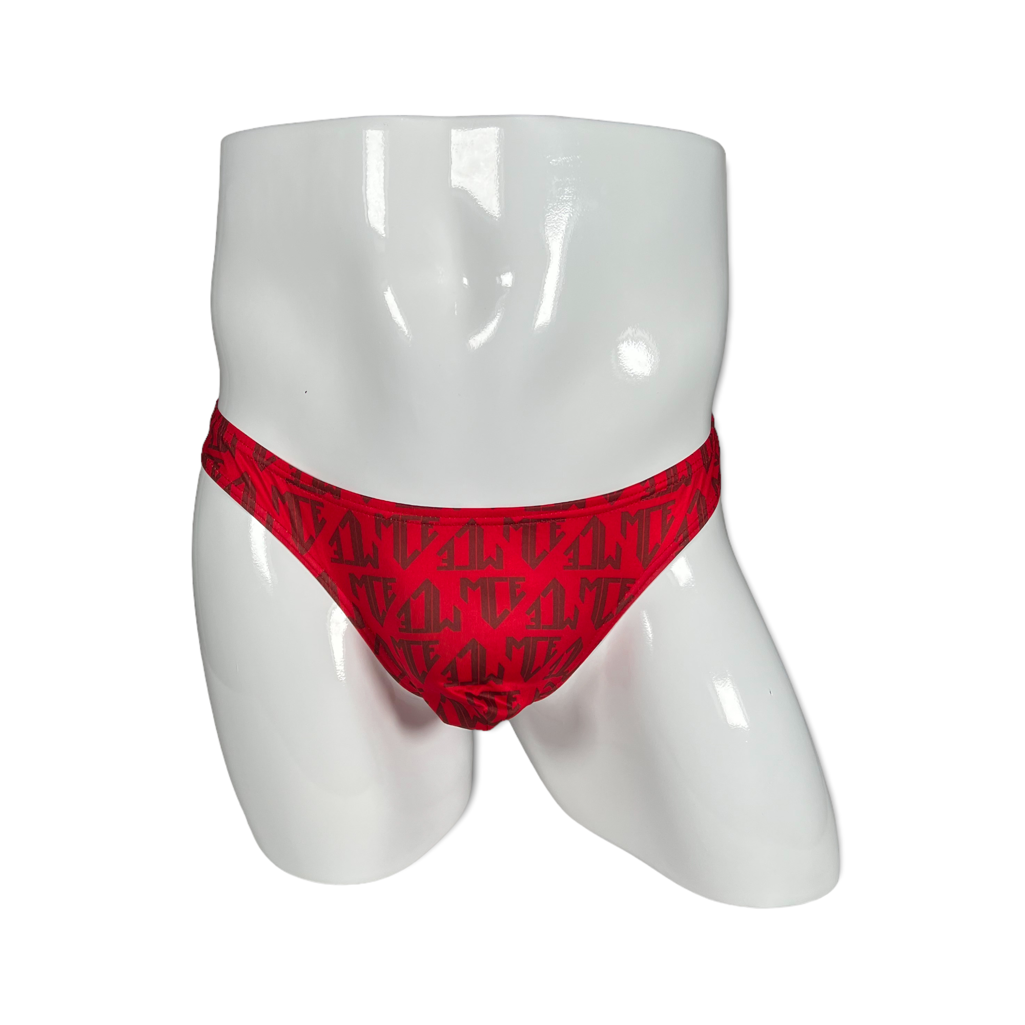 red monogram MCE logo thong