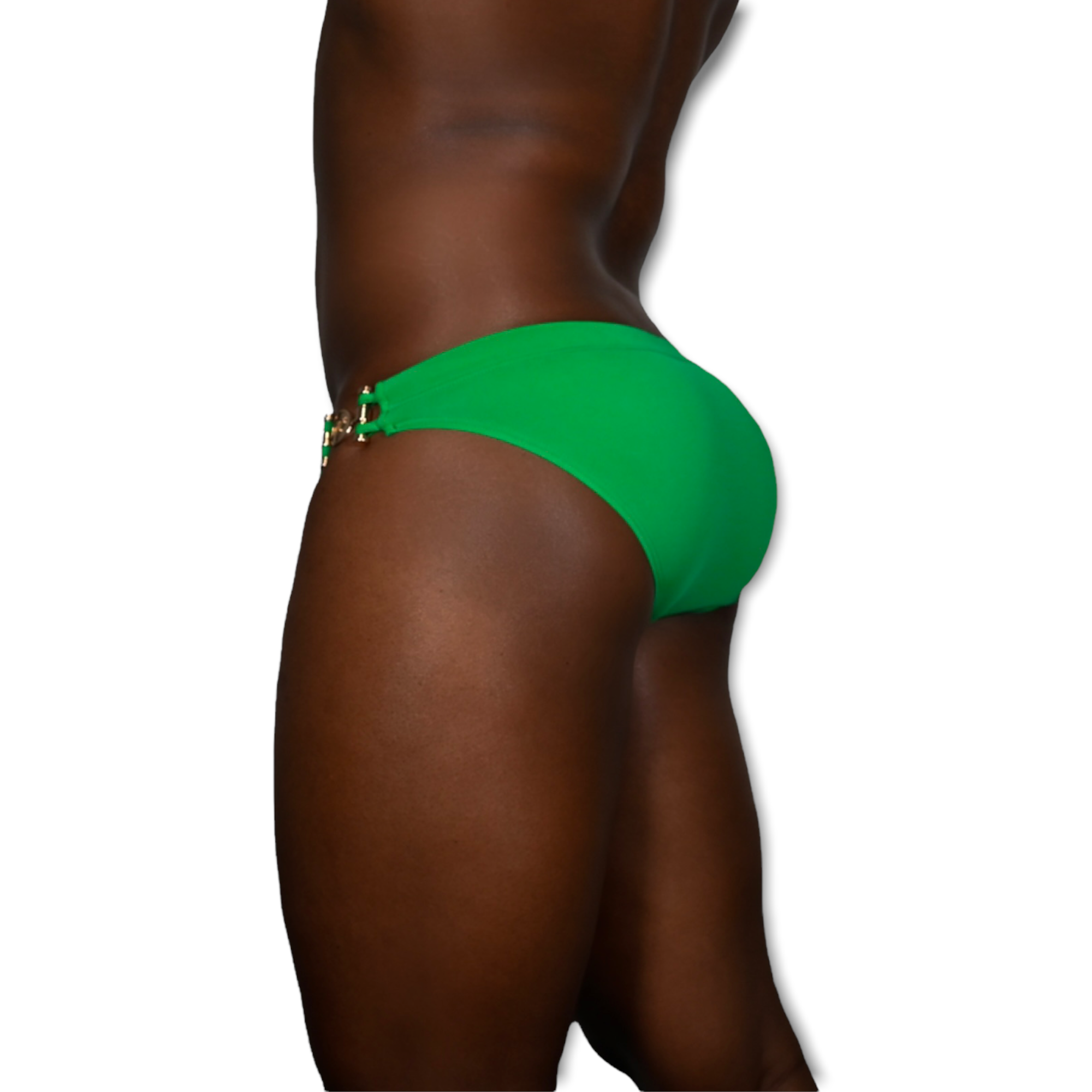 GREEN green gold buckle swim briefs