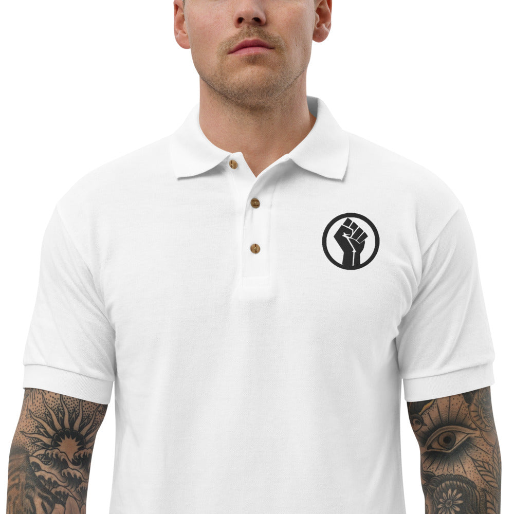 BLM fist Embroidered Polo Shirt – MCE Creations, image size:1000x1000