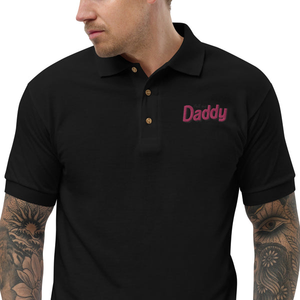 Call me Daddy pink Embroidered Polo Shirt