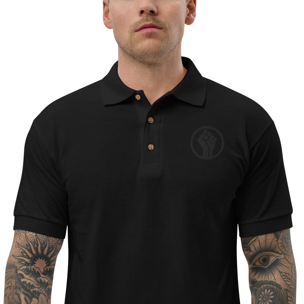 BLM fist Embroidered Polo Shirt
