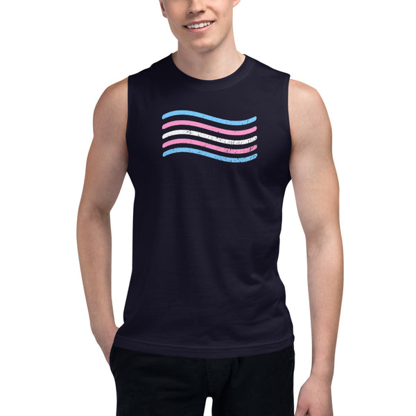 Trans flag Muscle tee