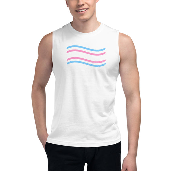 Trans flag Muscle tee
